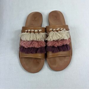 Frye Tan Sandals with Colorful Tassels